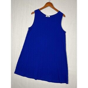 Verse Knit Shift Dress Womens XXL Cobalt Blue Keyhole Back Retro Made in USA